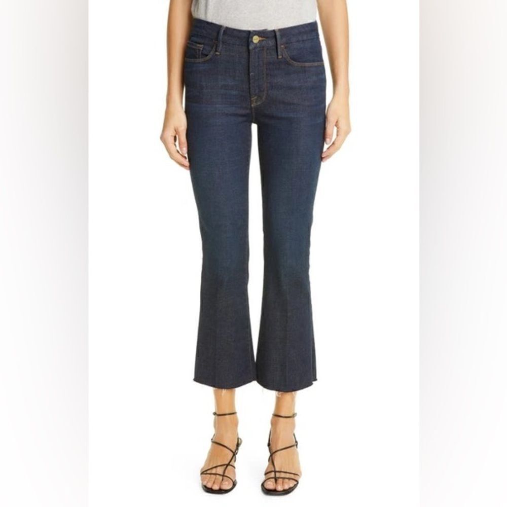Frame Le Crop Mini Boot High-Waist Raw-Hem Jeans Sz 31